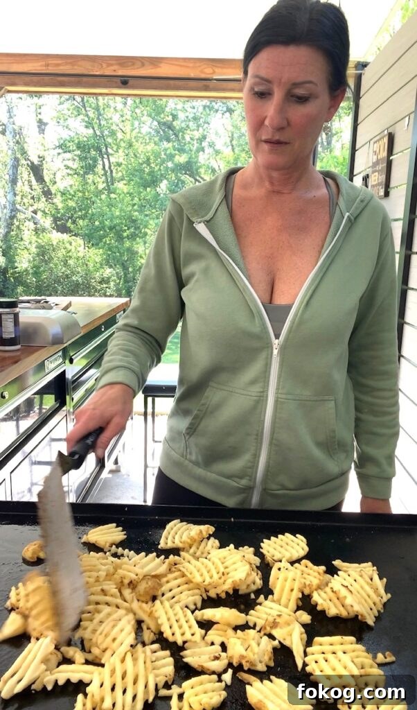 cooking fried on the griddle