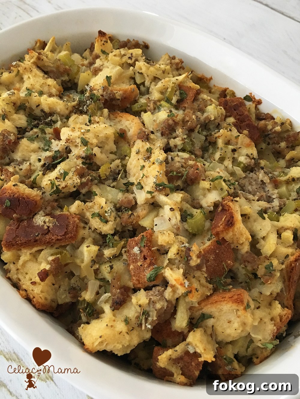 Gluten-Free Apple and Sausage Stuffing Recipe for Holidays 5 gluten-free-stuffing-apple-sausage
