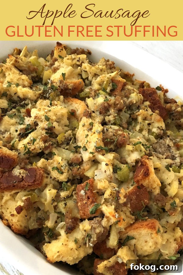Gluten-Free Apple and Sausage Stuffing Recipe for Holidays 7 Apple-Sausage-Gluten-Free-Stuffing-pin
