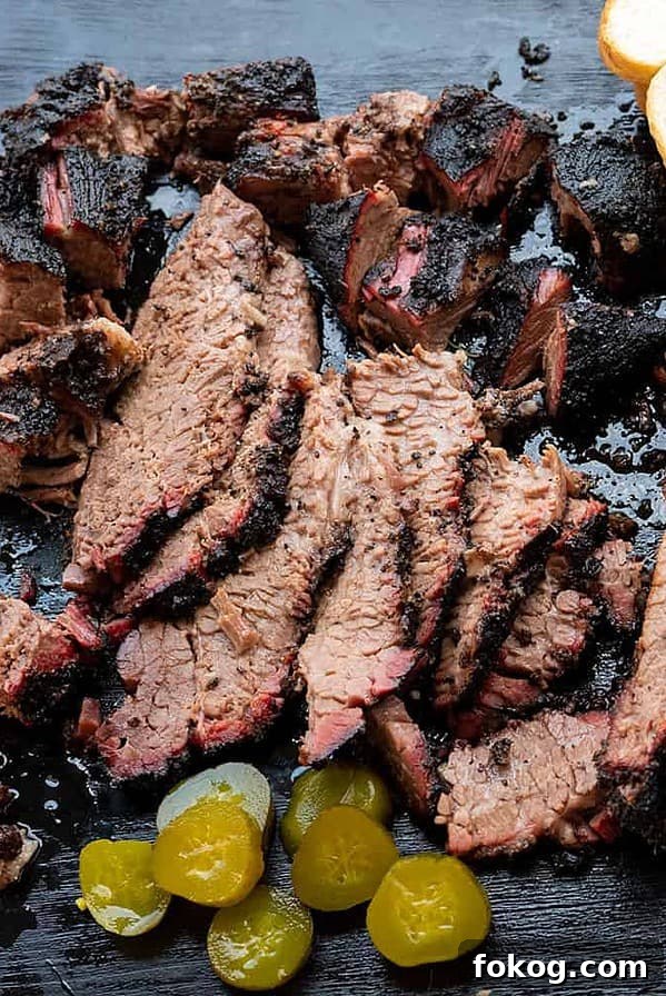 slices of smoked brisket
