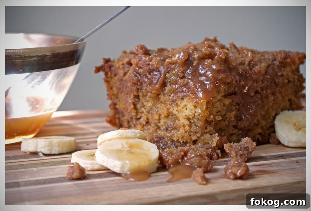 Banana Crumb Cake with Caramel Rum Sauce Recipe 2 Banana Crumb Cake with Caramel Rum Sauce