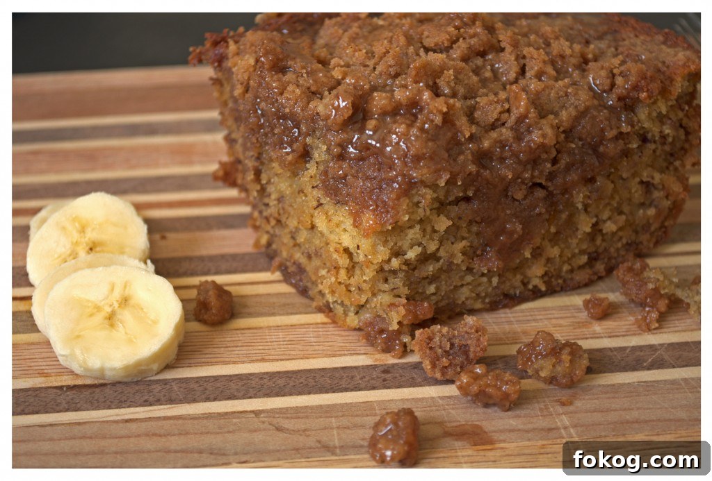 Banana Crumb Cake with Caramel Rum Sauce Recipe 3 Banana Crumb Cake with Caramel Rum Sauce