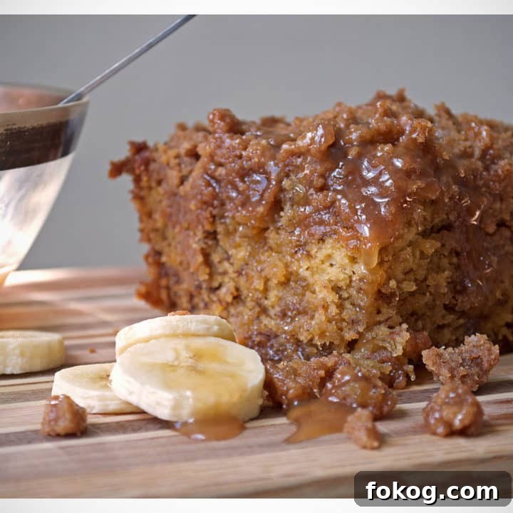 Banana Crumb Cake with Caramel Rum Sauce recipe