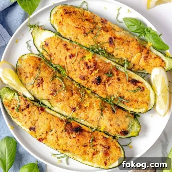 Stuffed zucchini with ricotta.