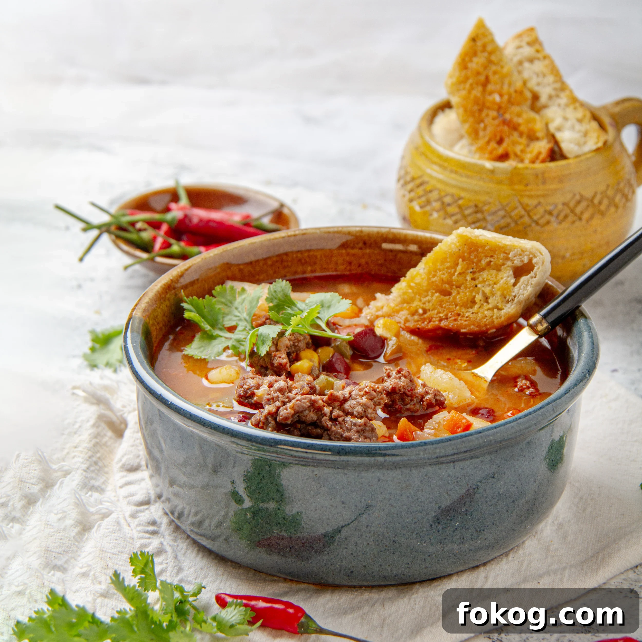 Cowboy Soup: Hearty Comfort Soup Recipe for Cozy Nights 2 Hearty and historic Cowboy Soup in a bowl with fresh toppings.