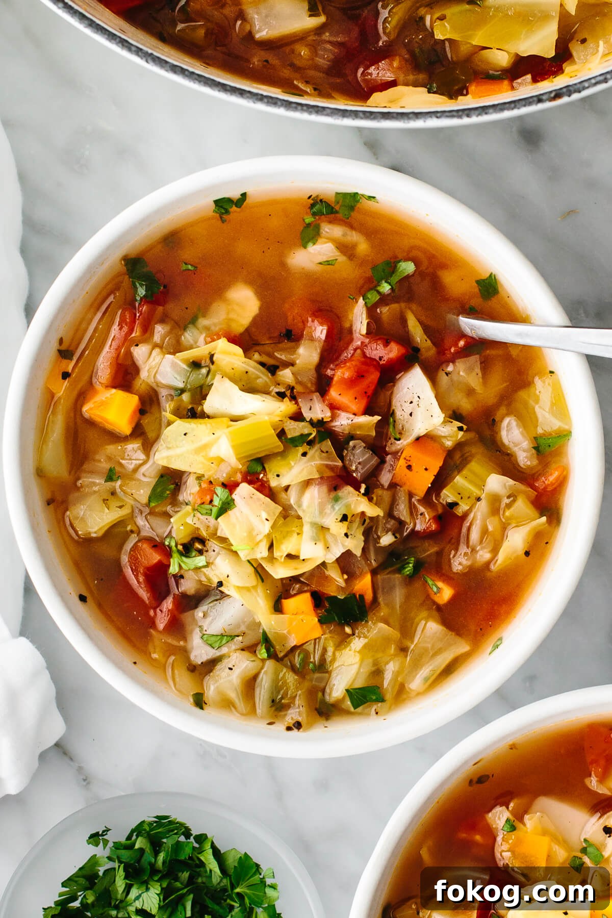 40+ Low-Carb Recipes for Weight Loss and Blood Sugar Control 15 Cabbage soup in a bowl on a table.