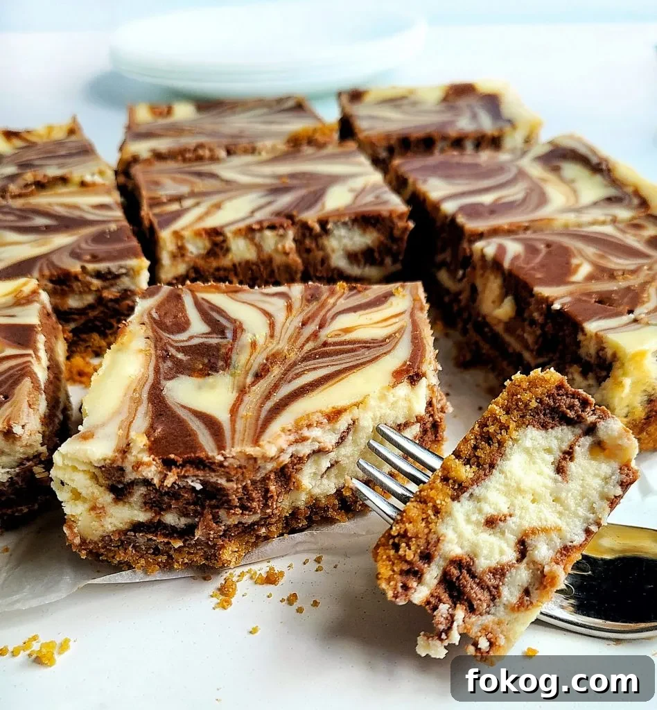 Chocolate-Vanilla Marble Cheesecake Bars