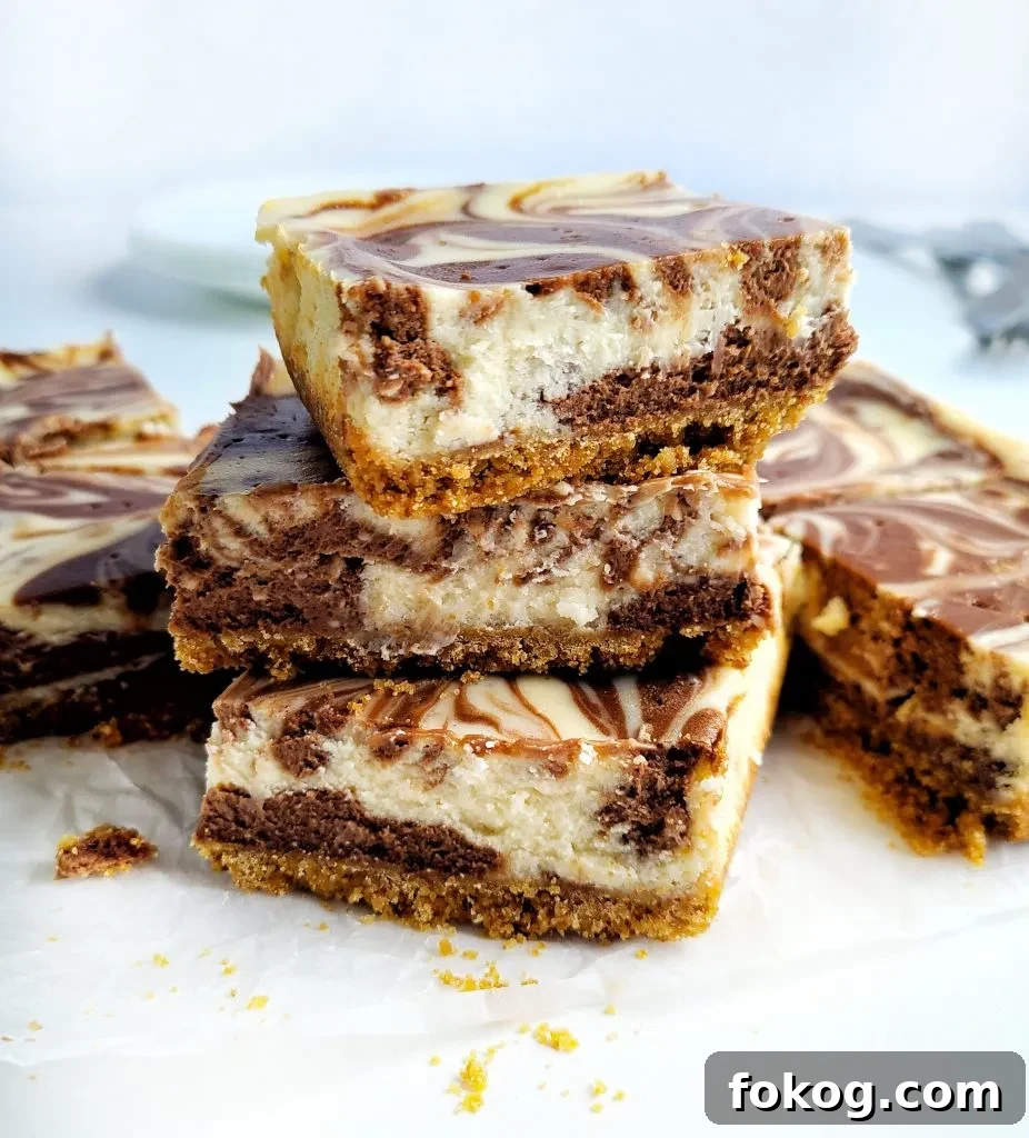 Chocolate-Vanilla Marble Cheesecake Bars