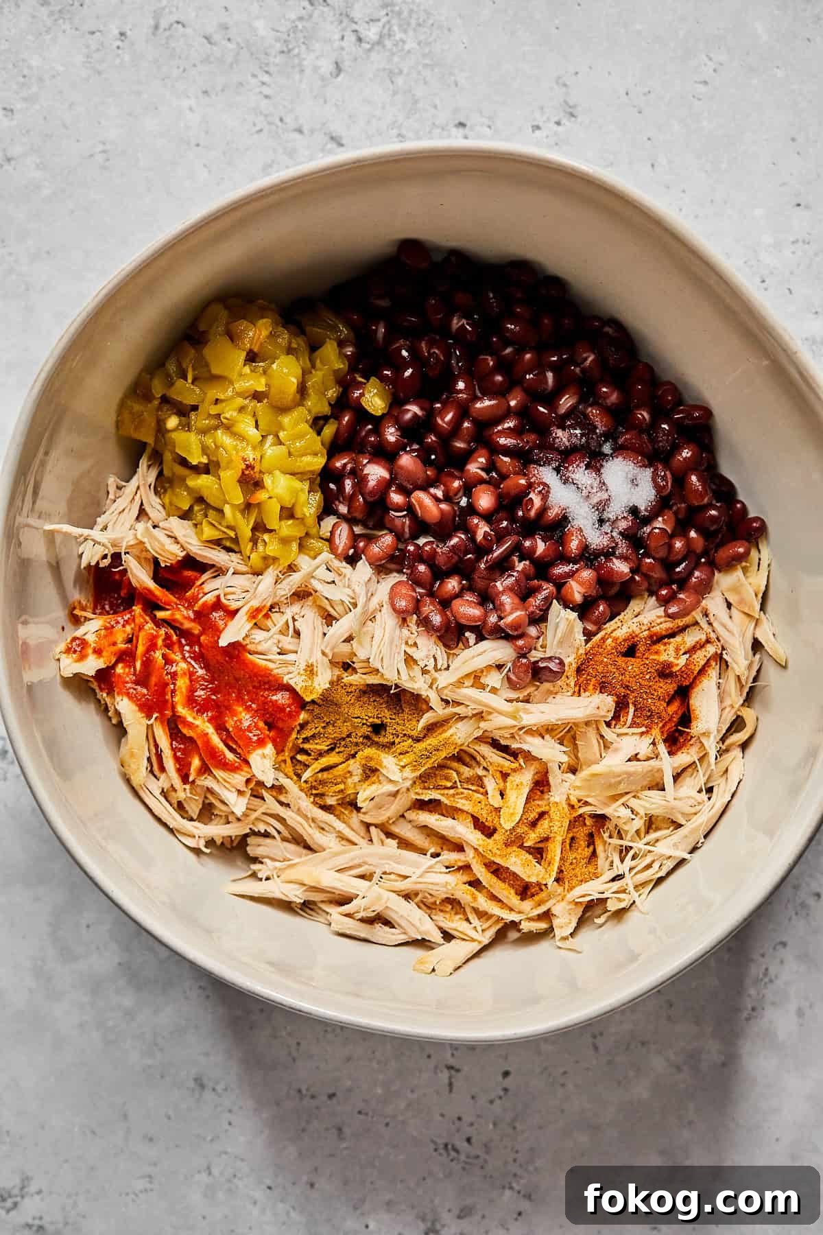 Chicken and Black Bean Enchiladas with Tangy Salsa Verde 4 recipe ingredients in a large mixing bowl