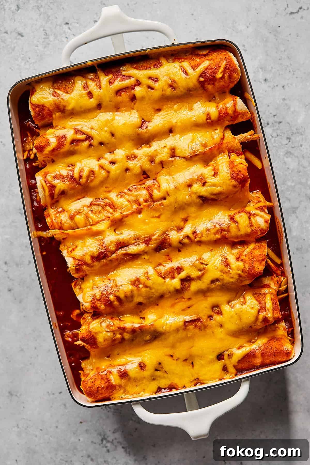 Chicken and Black Bean Enchiladas with Tangy Salsa Verde 8 enchiladas baked in a casserole dish