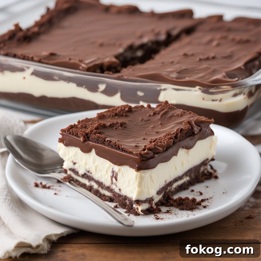 Finished keto chocolate lasagna ready to serve.