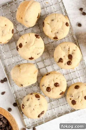 Mini chocolate chip muffins spread out on a wire cooling rack.