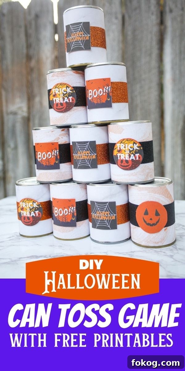 Halloween Can Toss Game with Free Printable Targets 11 Pin this DIY Halloween can toss game