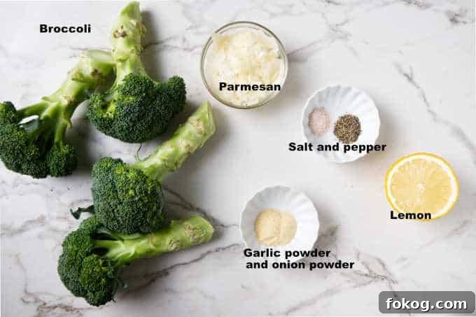 Ingredients used for air fryer broccoli.
