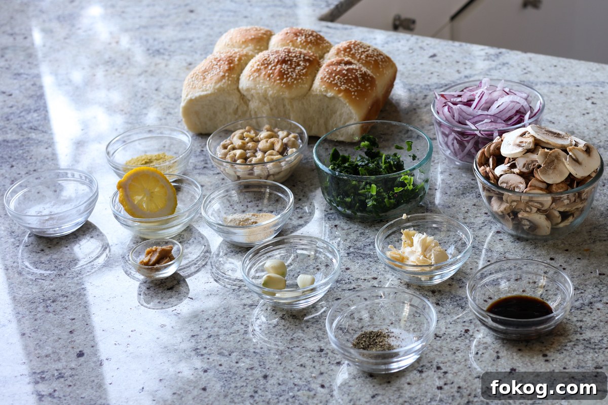 mushroom sliders ingredients on the kitchen counter