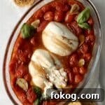 Roasted tomatoes with burrata and crostini