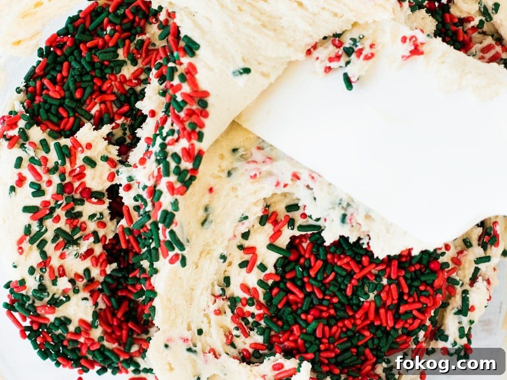 sugar cookie dough with red and green sprinkles