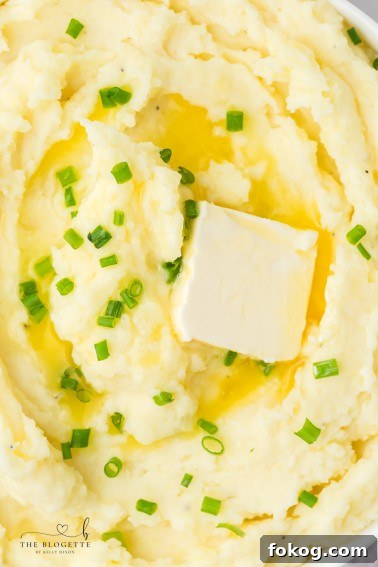 Cream Cheese Mashed Potatoes - Thick and creamy homemade mashed potatoes.