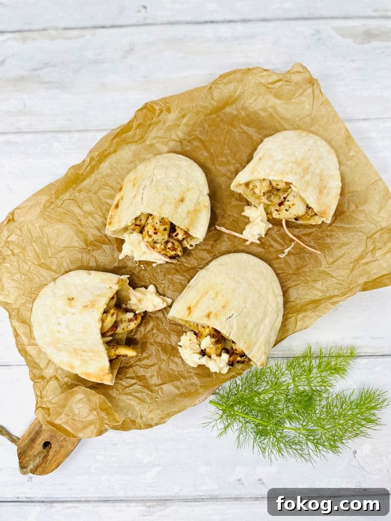 Light Summer Dinner Ideas: Quick Recipes for Warm Evenings 8 peri peri chicken pitta bread with coleslaw on a serving board garnished with herbs