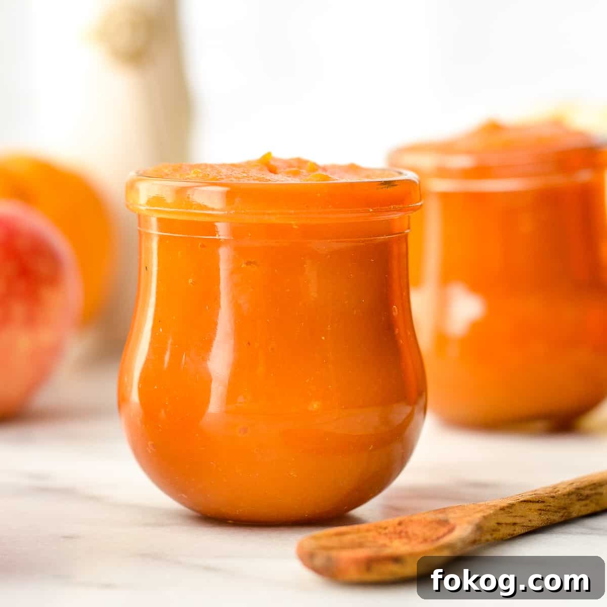 Front view of two jars of Homemade Apple & Pumpkin Baby Food