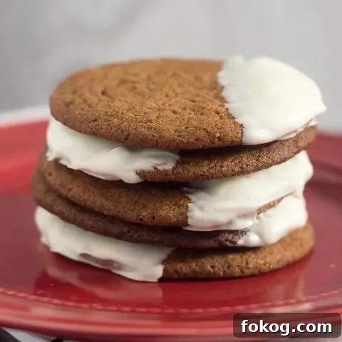 Warmly spiced gingerbread cookies get fancy for the holidays with a dip in white chocolate. Santa will love getting these cookies on Christmas Eve!