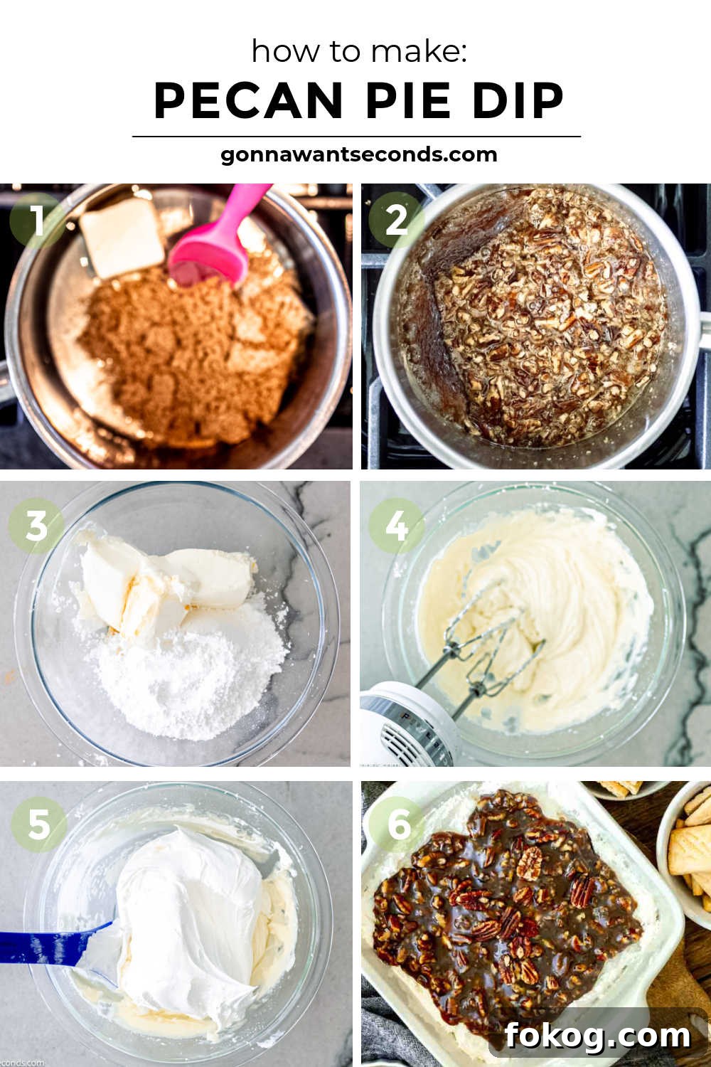 step by step how to make pecan pie dip
