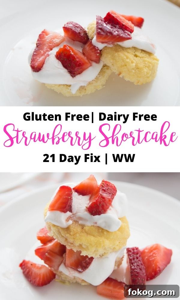 Collage of Healthy Strawberry Shortcake for Pinterest with text overlay