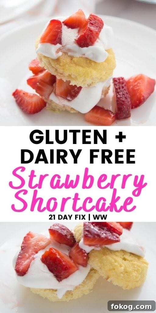Collage of Healthy Strawberry Shortcake for Pinterest with text overlay