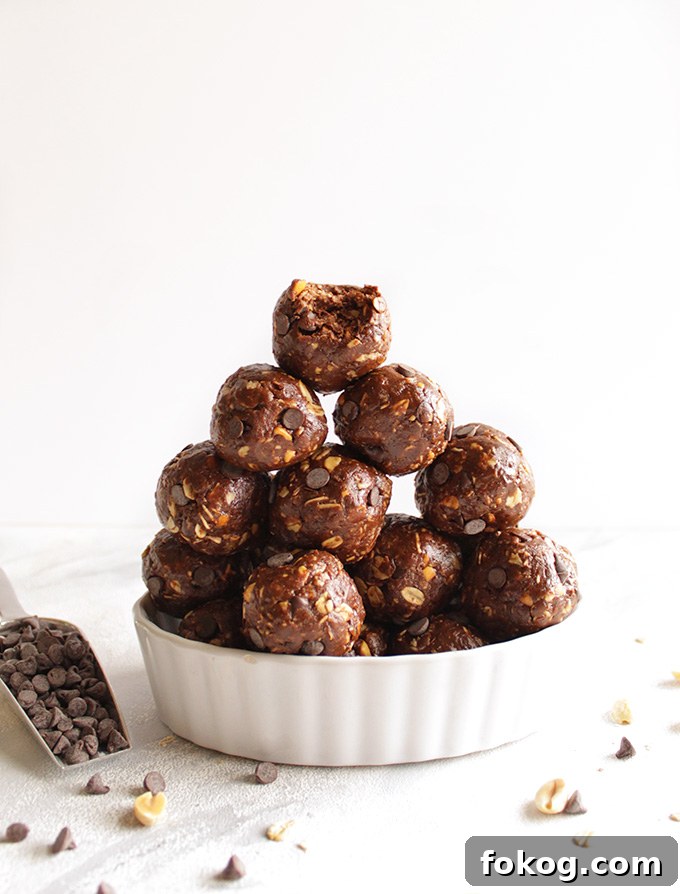 Chocolate Peanut Butter Energy Balls - Packed w/ a balance of nutrient rich ingredients to give you a burst of energy w/ all the chocolate peanut butter goodness. Makes a great pre-workout snack, afternoon snack, or goes great in a packed lunch. They stay fresh in the freezer for up to 6 months! (Gluten Free/Dairy Free) | robustrecipes.com