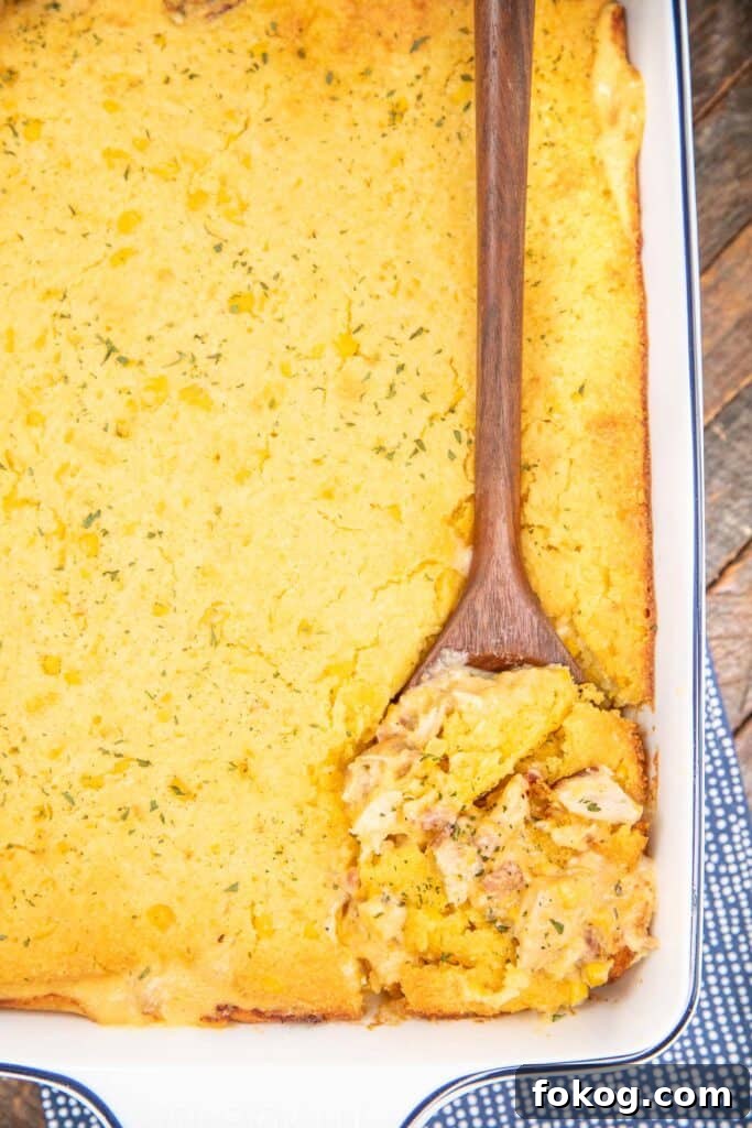 Cheesy Crack Chicken Cornbread Casserole Recipe 3 Chicken Cornbread Casserole slice