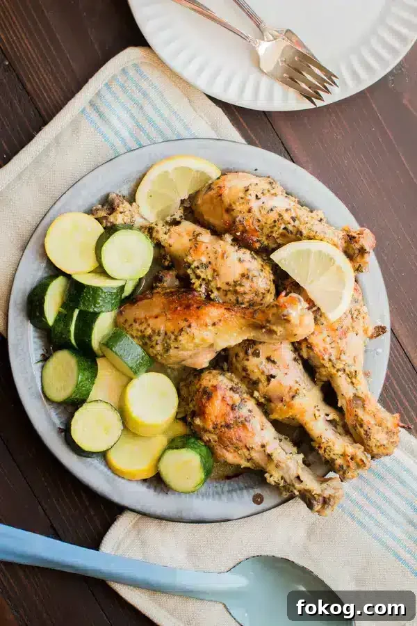 41 Juicy Chicken Drumstick Recipes You’ll Want Tonight 30 Slow Cooker Greek Chicken Drumsticks served with sliced zucchini