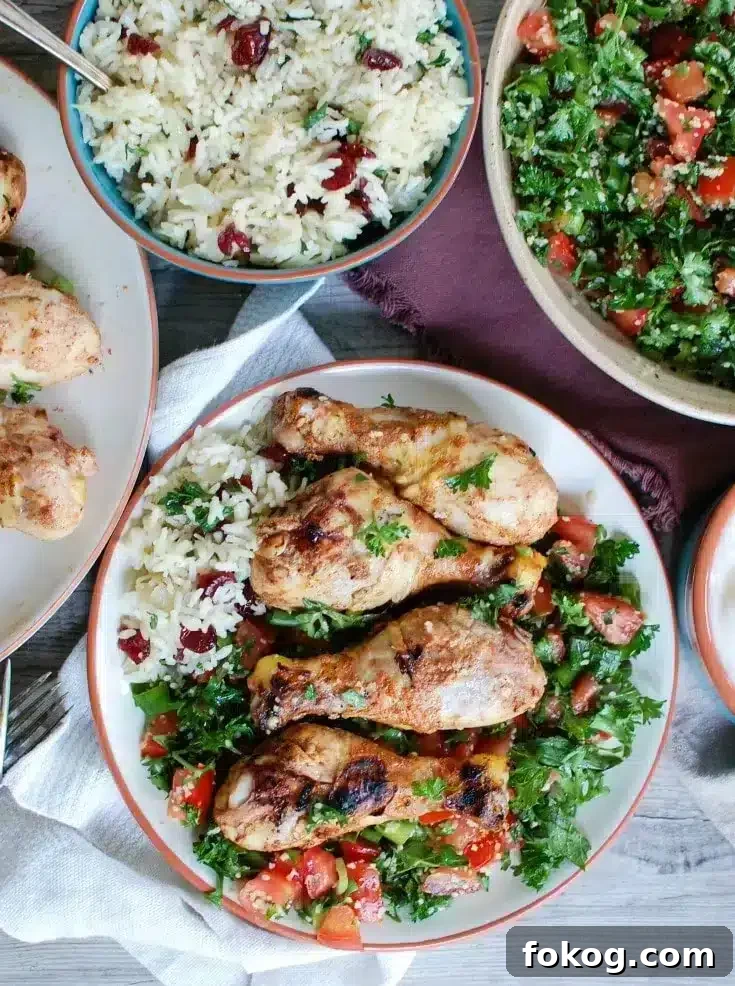 41 Juicy Chicken Drumstick Recipes You’ll Want Tonight 38 Mediterranean Chicken Drumsticks served with rice and salad