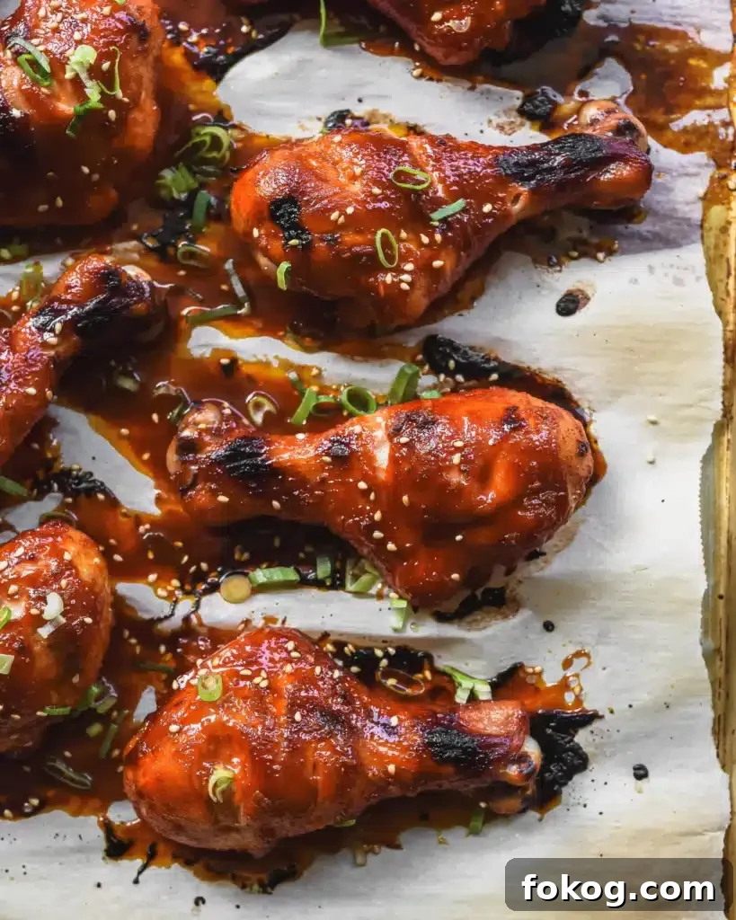 41 Juicy Chicken Drumstick Recipes You’ll Want Tonight 8 Spicy Gochujang Chicken Drumsticks on a sheet pan