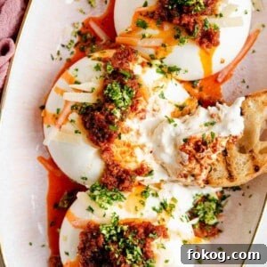 A close up of burrata with Nduja
