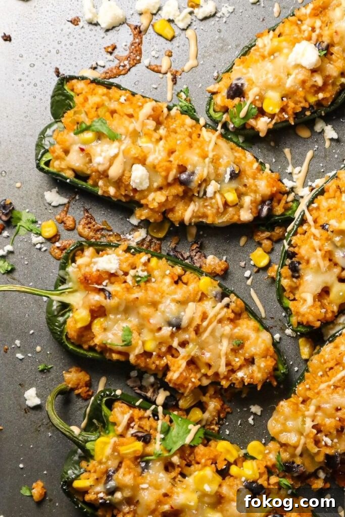 Queso and Rice Stuffed Poblano Peppers Recipe 2 Stuffed Poblanos- Must Love Garlic
