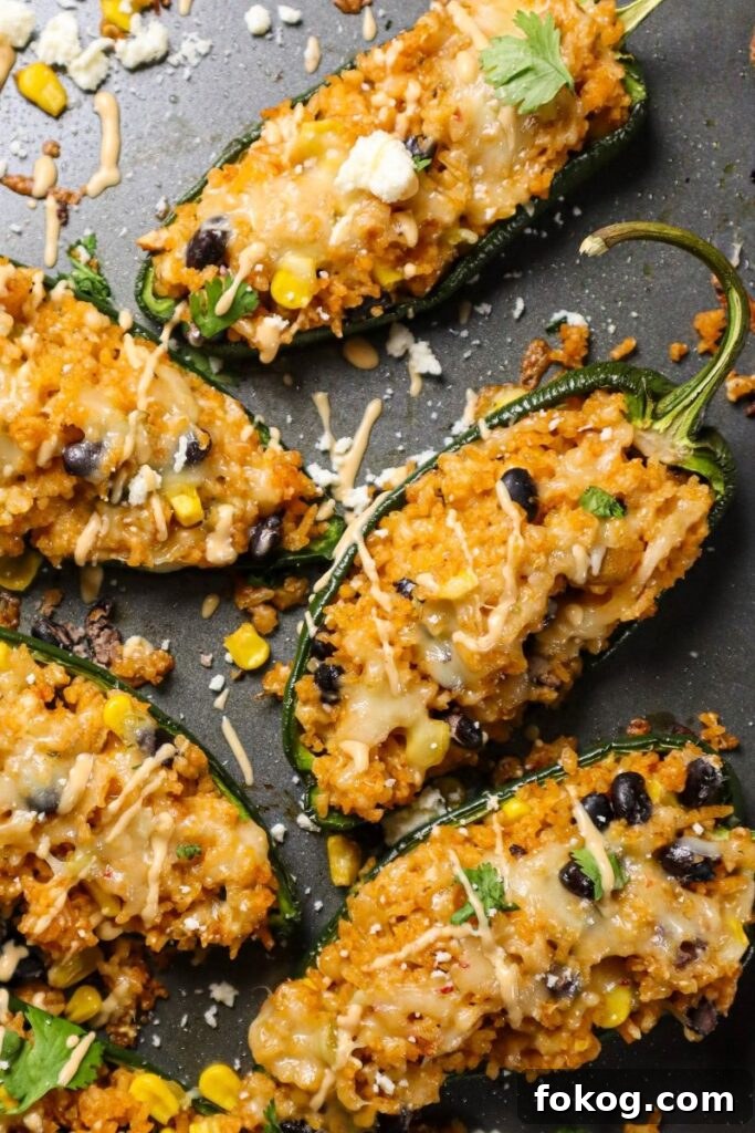Queso and Rice Stuffed Poblano Peppers Recipe 3 Stuffed Poblanos- Must Love Garlic