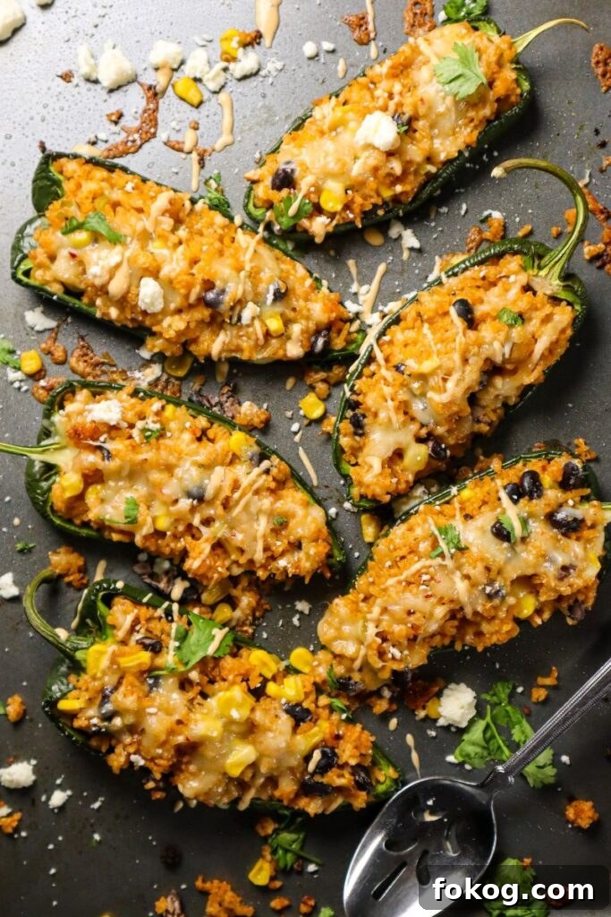 Queso and Rice Stuffed Poblano Peppers Recipe 5 Stuffed Poblanos- Must Love Garlic