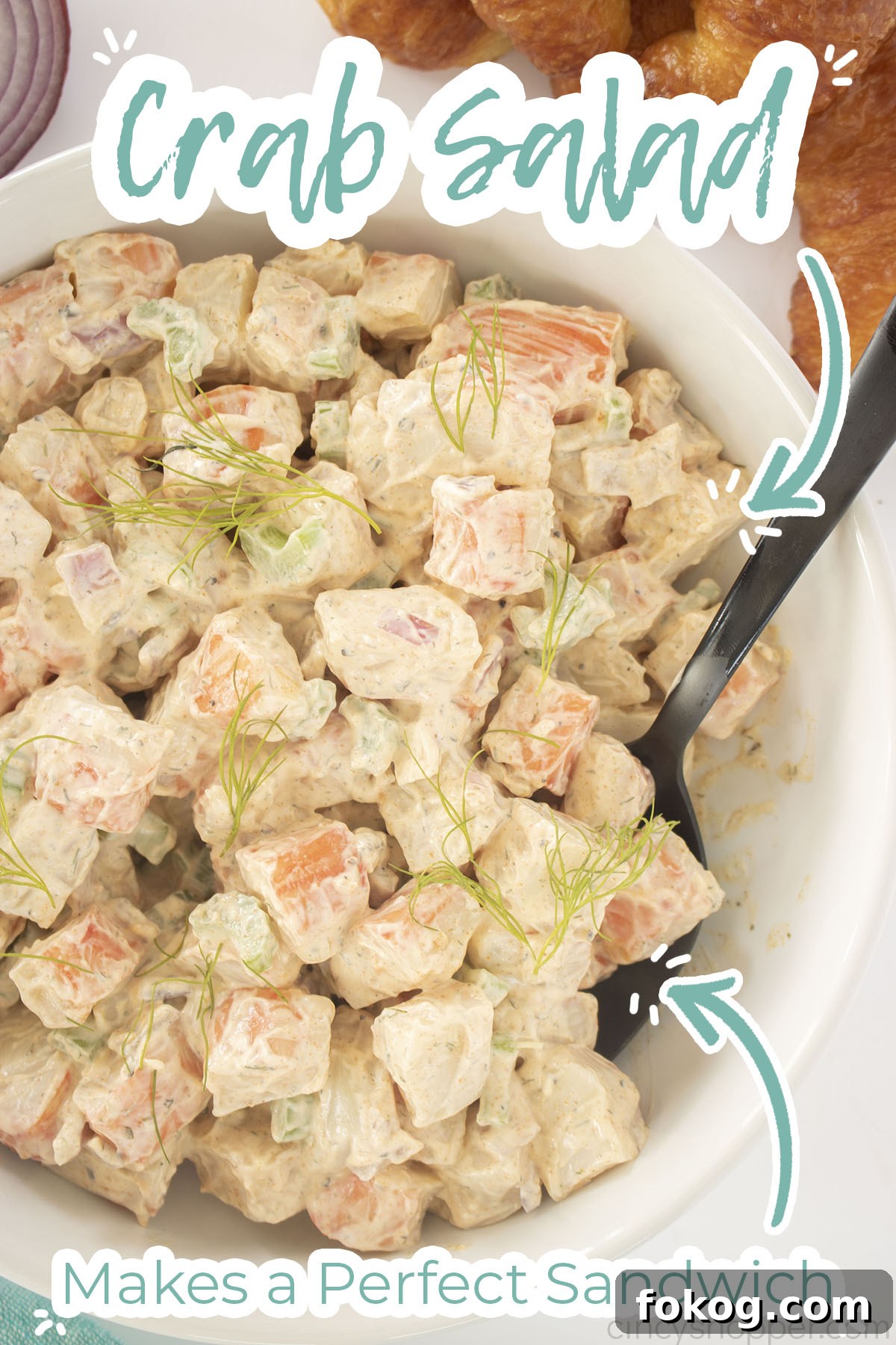 Text on image Crab salad Makes a Perfect sandwich.