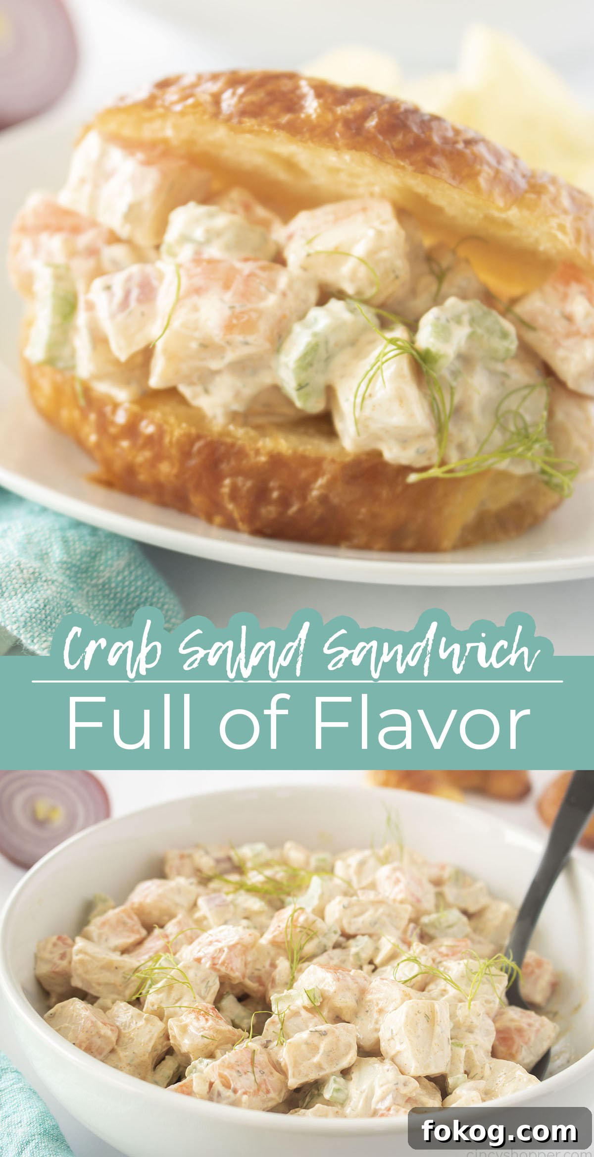 Long in text on image Crab Salad Sandwich Full of Flavor.