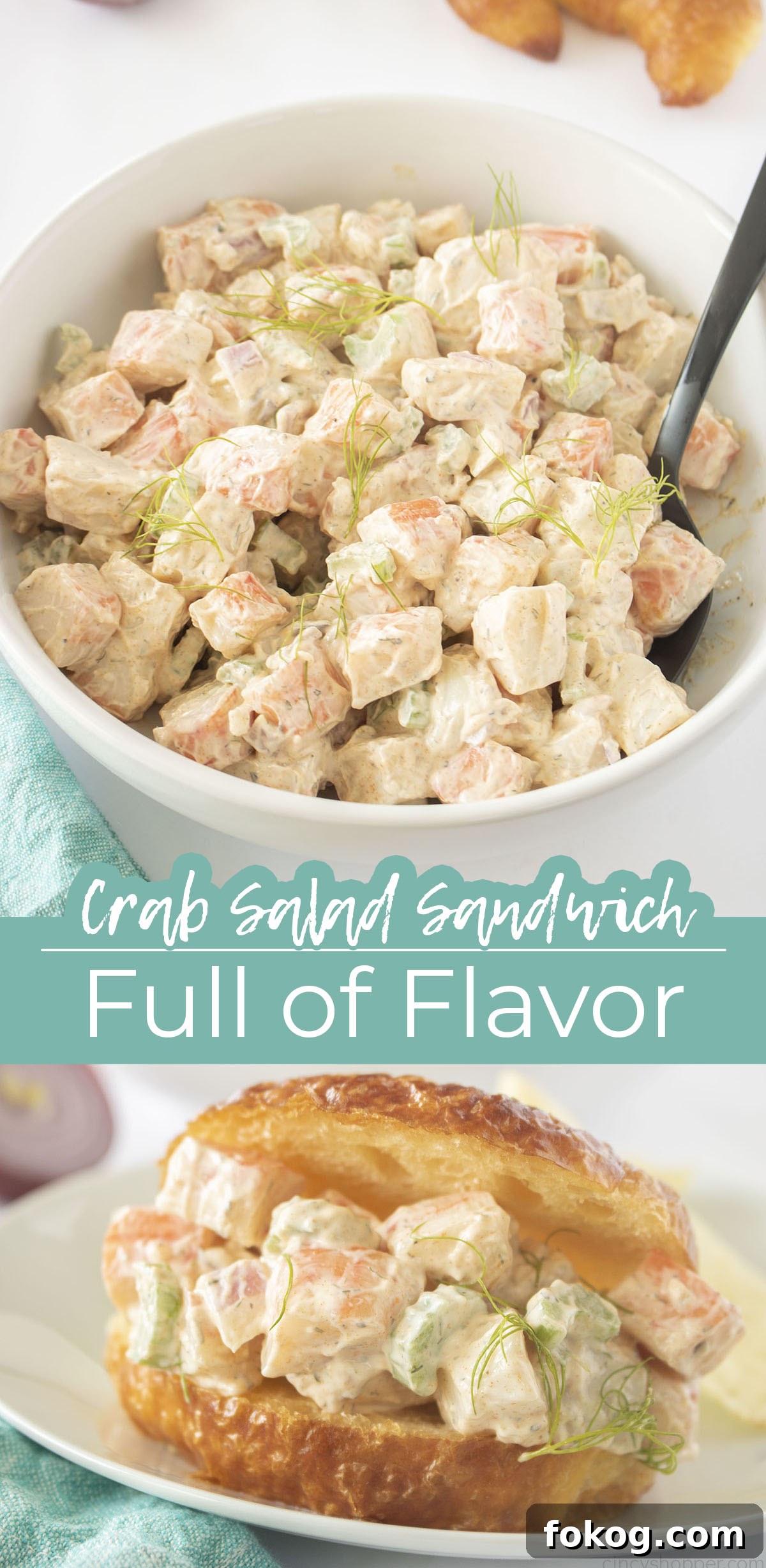 Long in text on image Crab Salad Sandwich Full of Flavor.