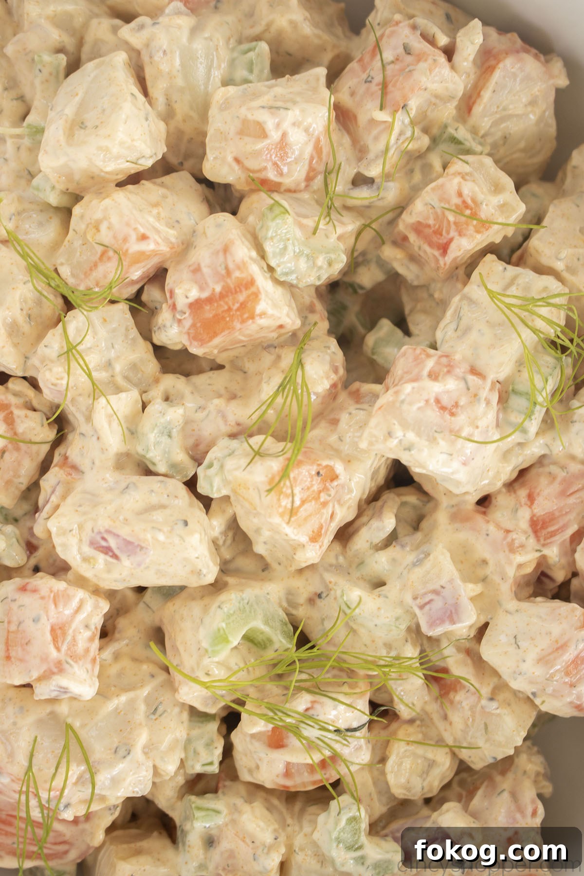 Closeup of crab salad.