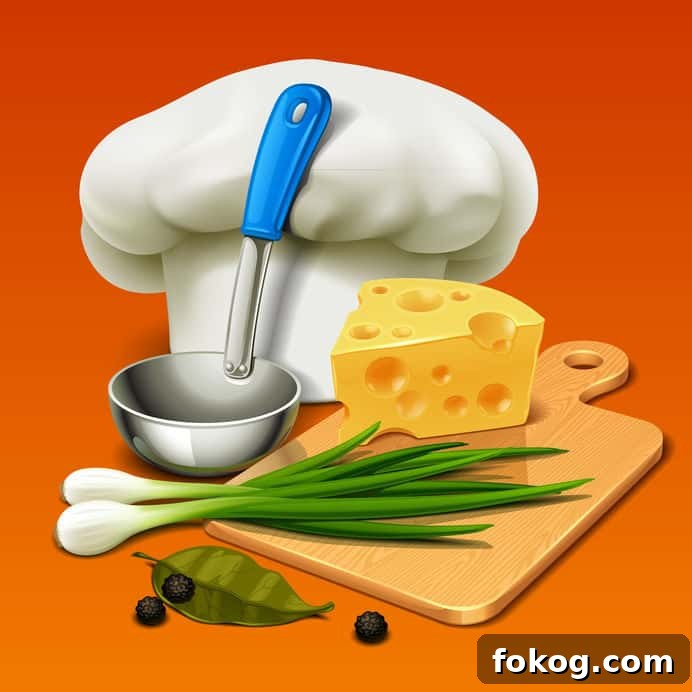 Chile Verde Pork Guisado Recipe 4 graphic of countertop with chef hat