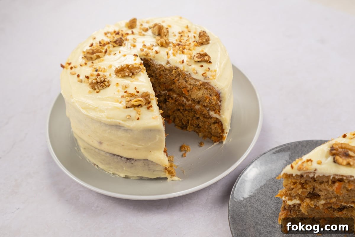 The best carrot cake slices on a plate.