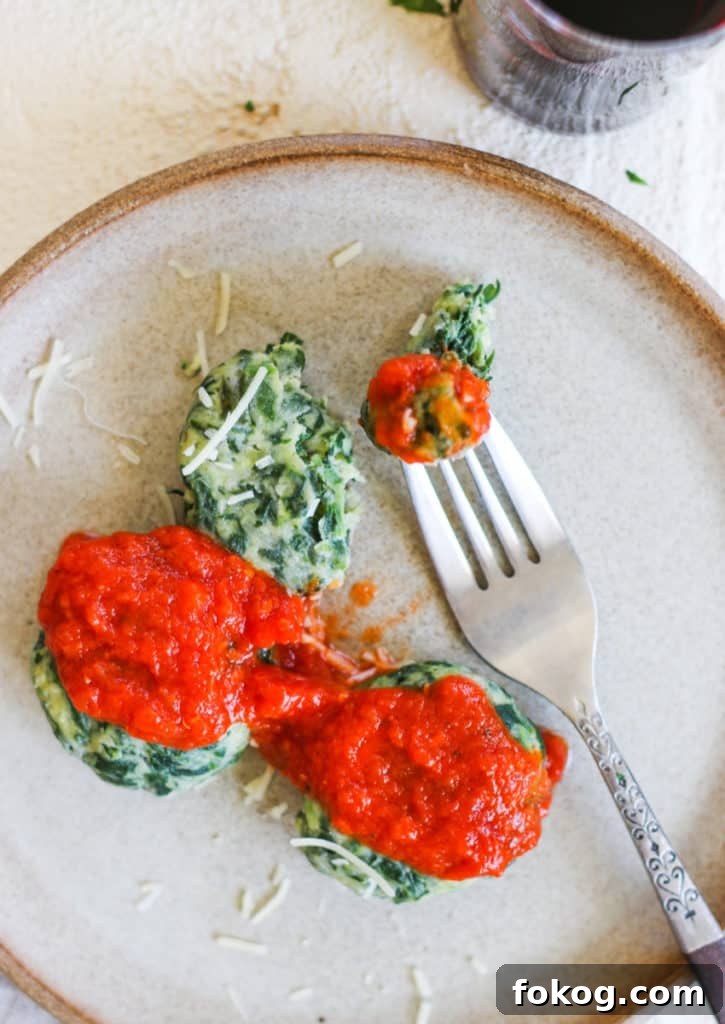 homemade gnudi gluten free with marinara sauce