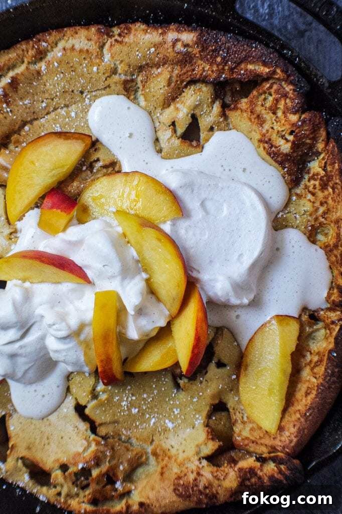 Peaches and Cream Dutch Baby Pancake 3 peaches and cream dutch baby