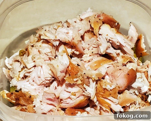 Shredded Smoked Chicken Breasts In container