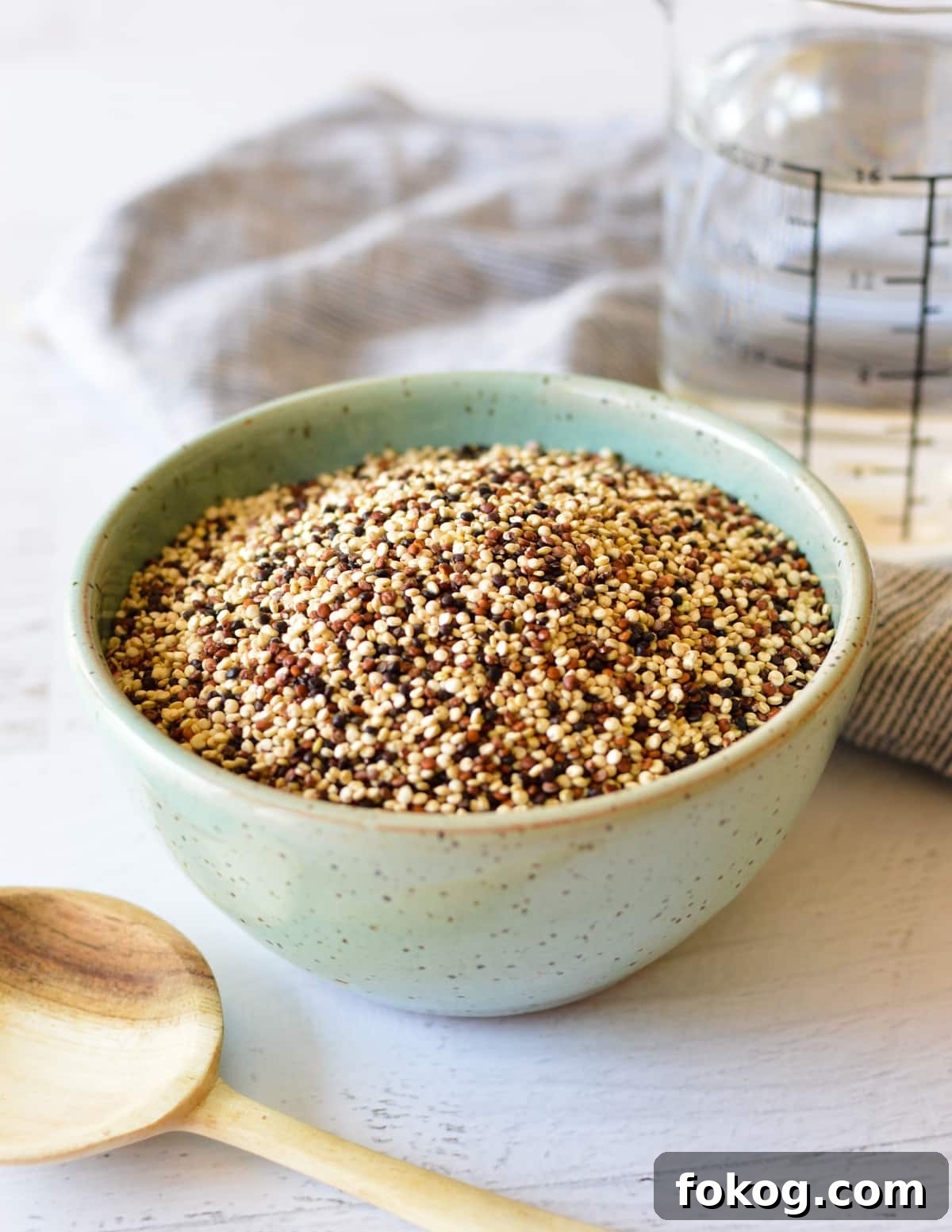 How to Cook Tri-Color Quinoa: Perfect Fluffy Results 3 a bowl of multi colored quinoa seeds.