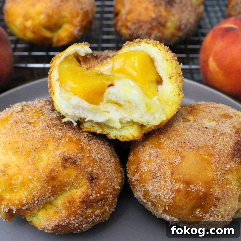 Air Fryer Peach Pie Biscuit Bombs - Quick Dessert 2 air fryer peach pie biscuit bombs recipe dinners done quick featured image