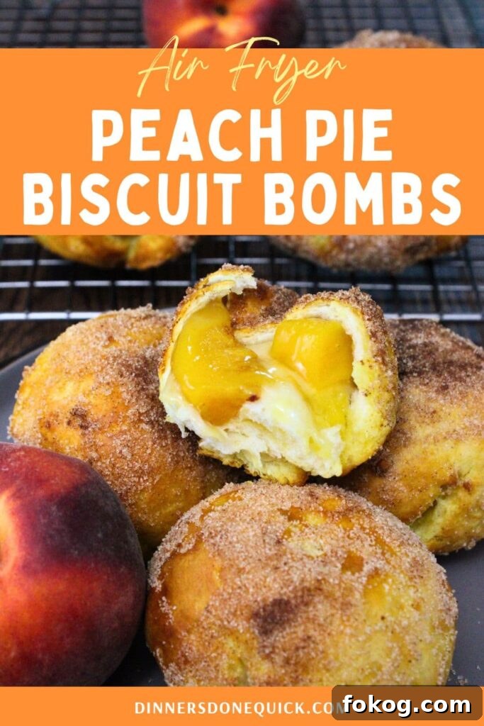 Air Fryer Peach Pie Biscuit Bombs - Quick Dessert 14 air fryer peach pie biscuit bombs recipe dinners done quick pinterest