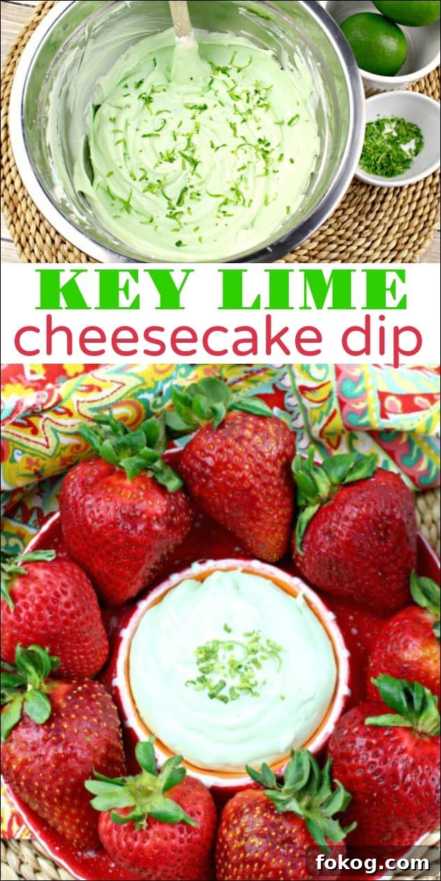 I love this easy Key Lime Cheesecake Dip. You can whip it together pretty quickly and serve it along with some red, juicy strawberries. I love key lime pie and this has all the great flavors you'd find in a pie, but with a lot less work. 